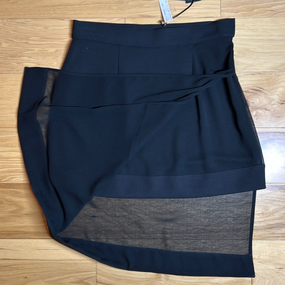 NWT Gaetano Navarra Black Sheer Layered Skirt | Size 42 (8)